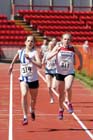 Lucy-Erin Hunter (Darlington) beats Ellie Mahon (Gateshead) in the under-15s 800 metres.